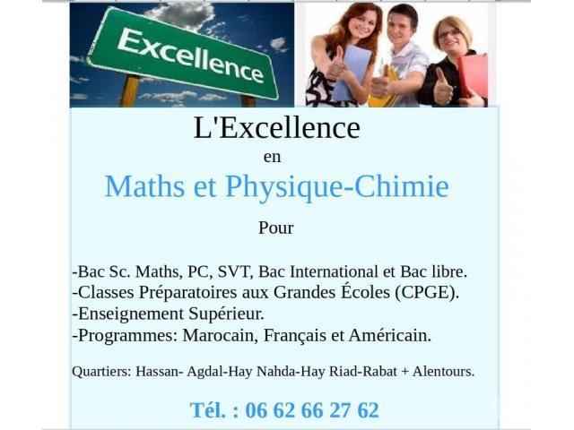 Excellence en maths, physique et chimie