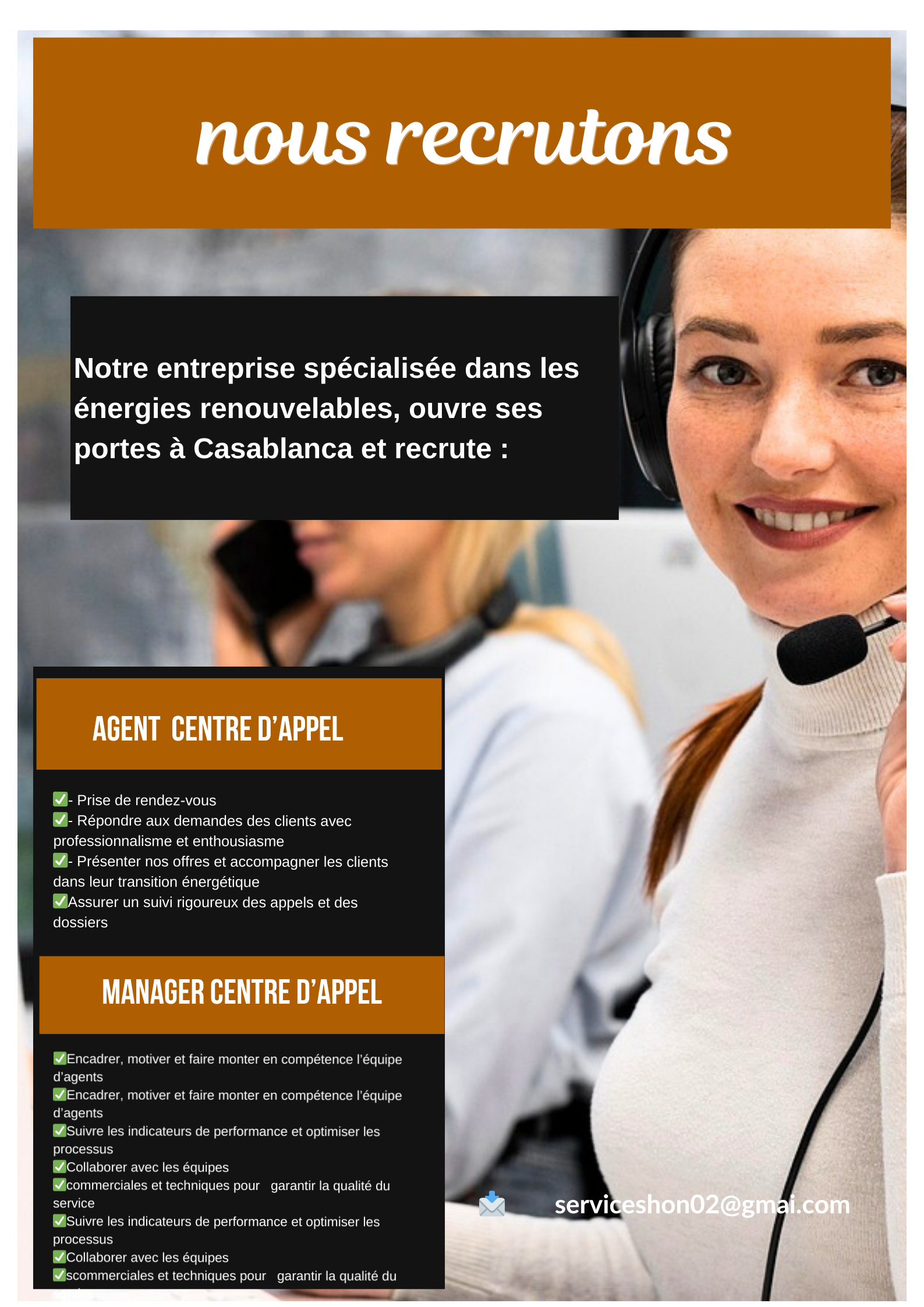 centre d’appel à Casablanca recrute